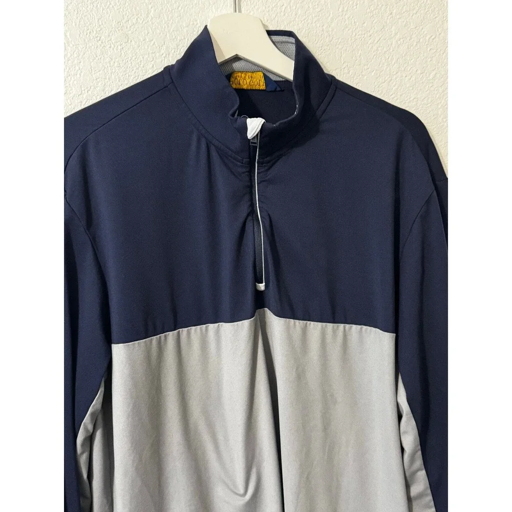 Polo Golf Ralph Lauren Quarter Zip Pullover Long Sleeve Top Navy Gray Mens Large